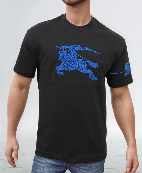 BURBERRY EMBROIDERED OVERSIZED T-SHIRT - BLACK